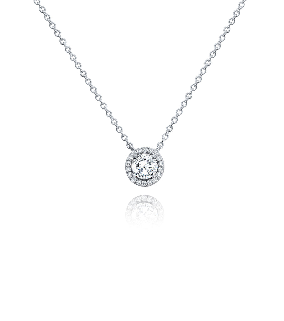 Round Halo Solitaire Necklace
