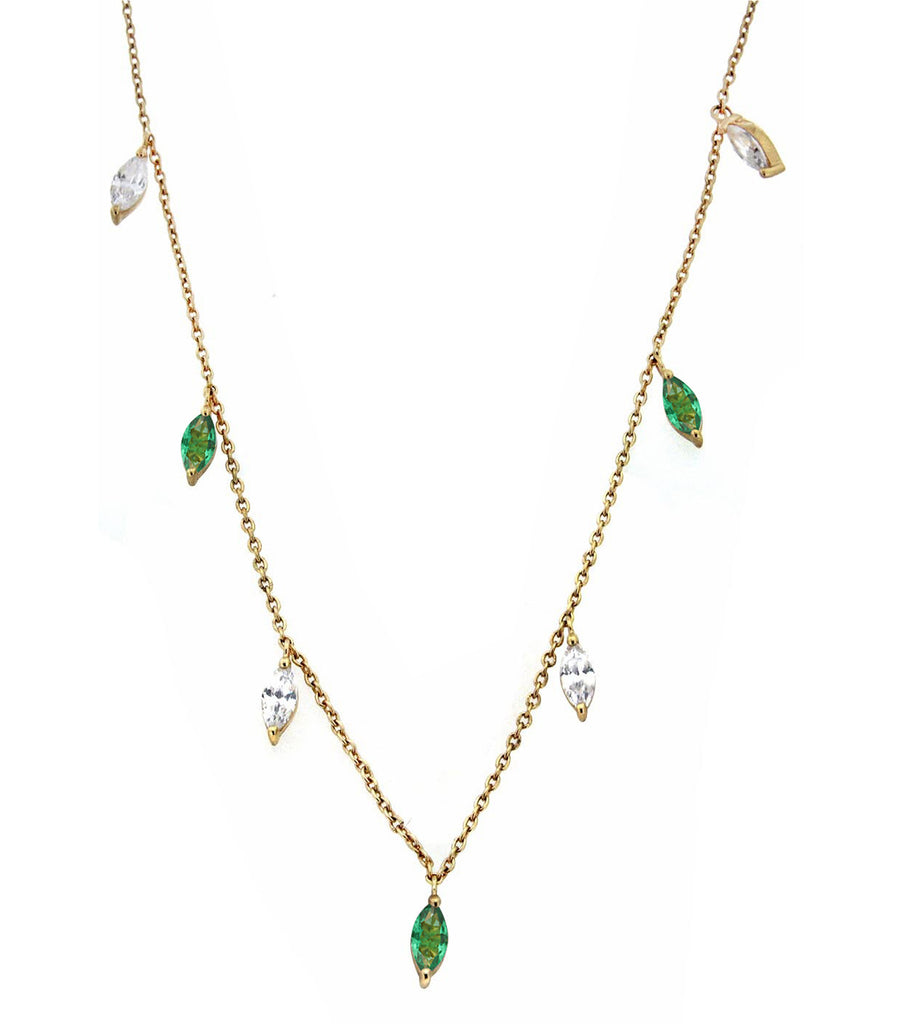 Green and Clear Marquise Necklace