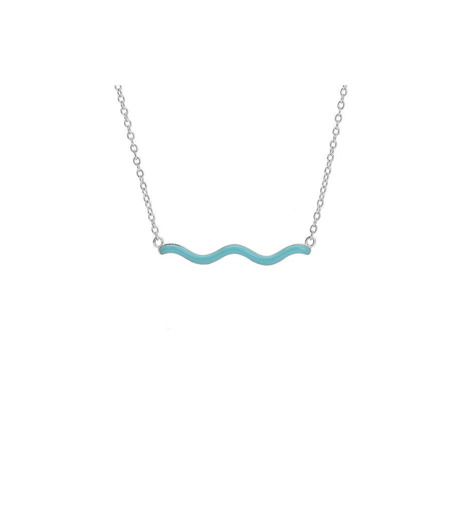 Light Blue Enamel Curve Necklace