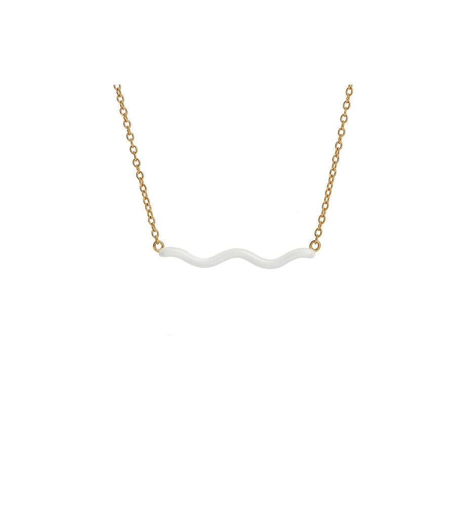 White Enamel Curve Necklace