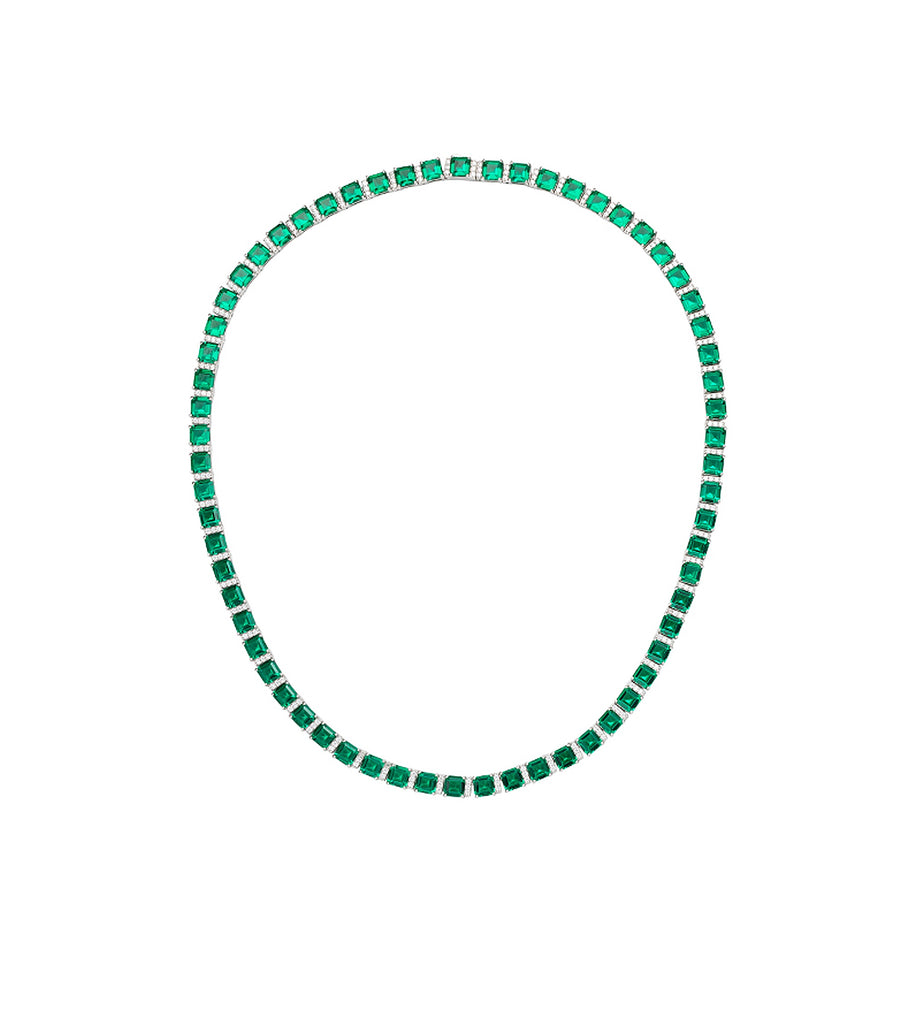 Square Cut Green CZ Necklace