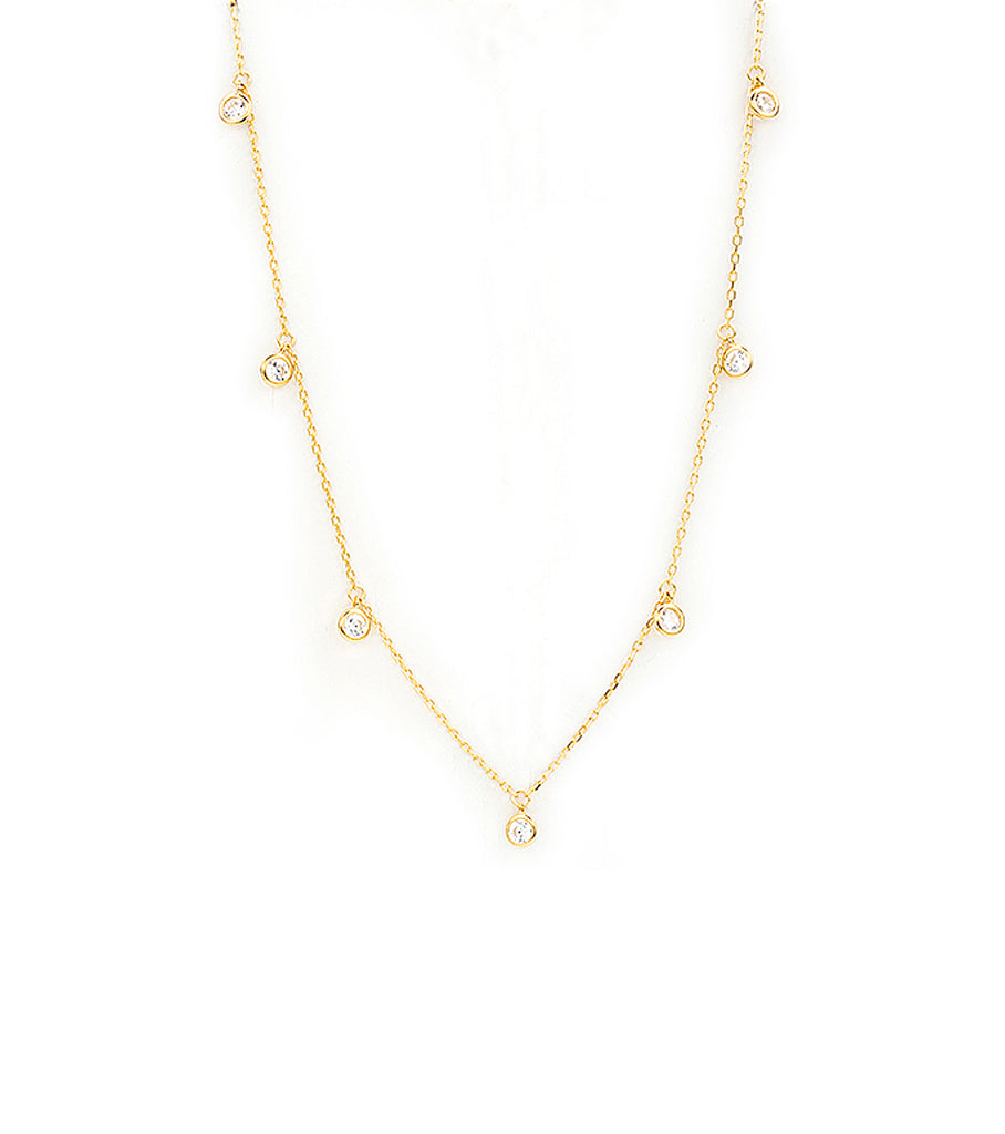 CZ Bezel Charm Necklace