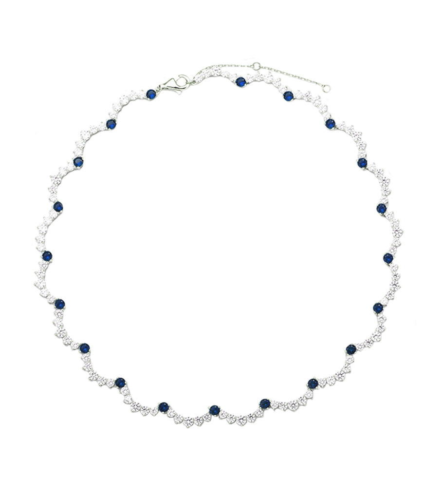 Blue CZ Wave Necklace