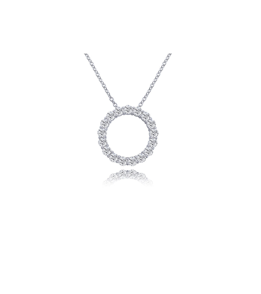 Round Pave Halo Necklace