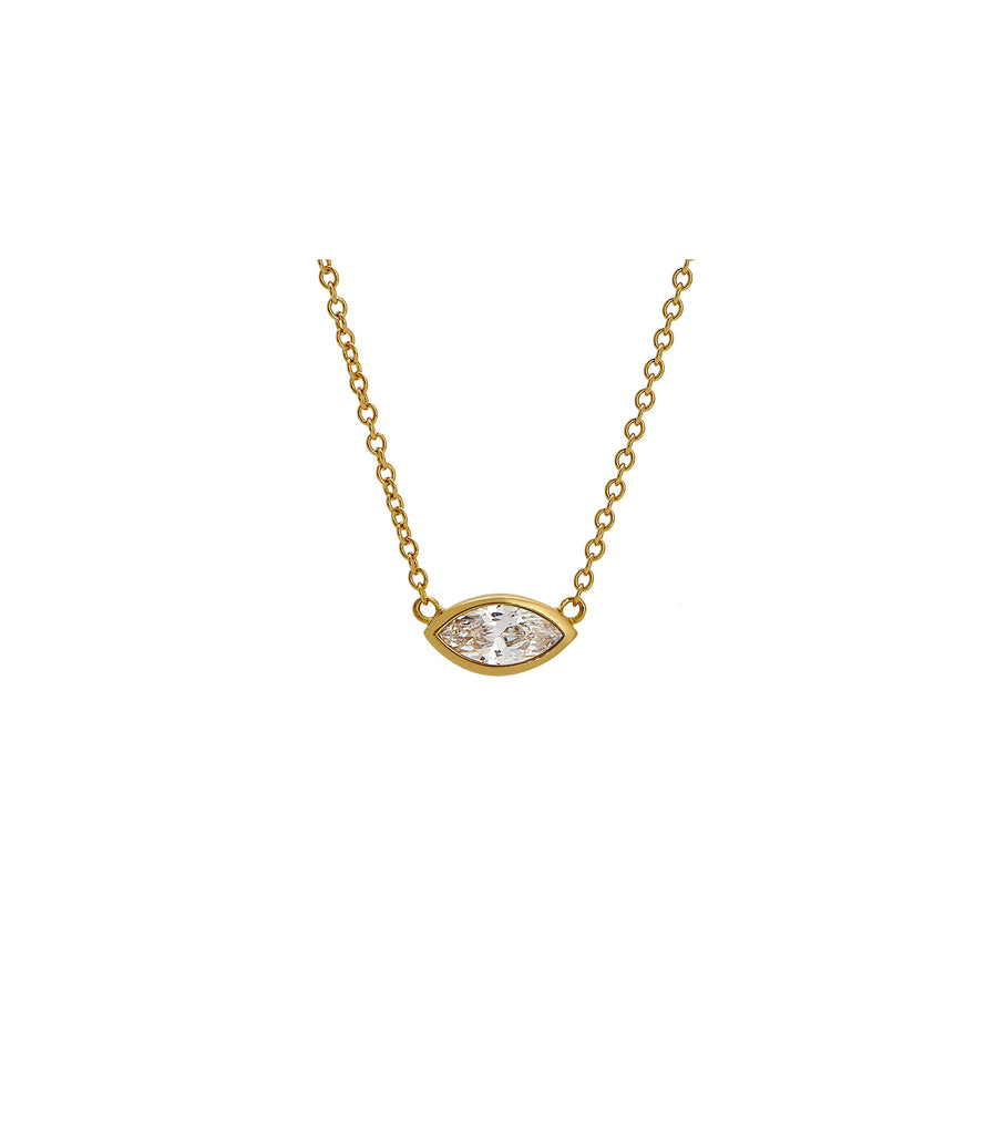 Brass Single Bezel Marquise Necklace