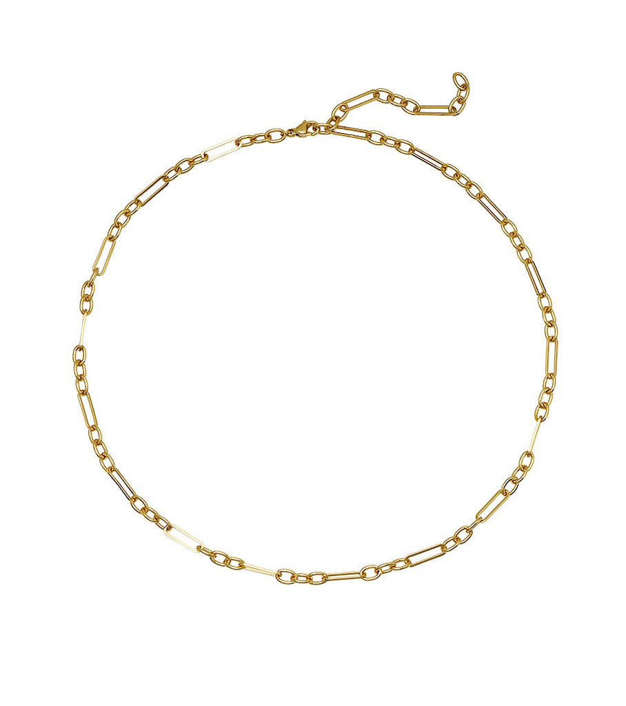Brass Alternating Long Link Chain Necklace