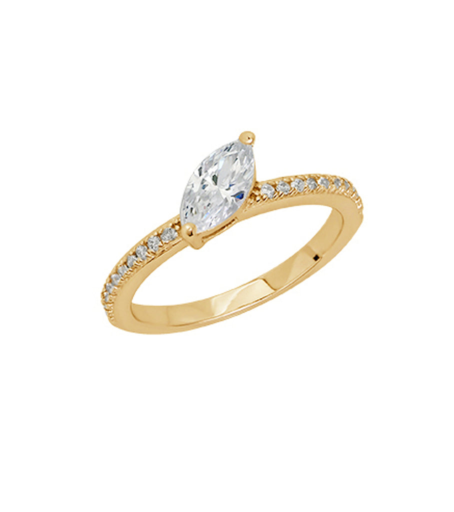 Marquise Solitaire CZ & Pave Ring