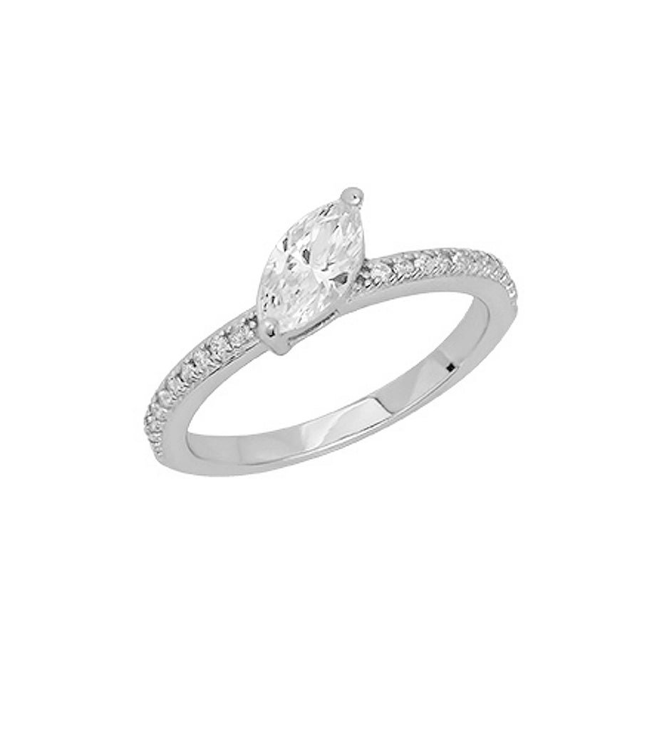 Marquise Solitaire CZ & Pave Ring