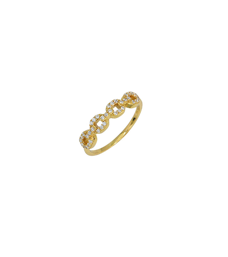 Brass Pave Chain Bar Ring