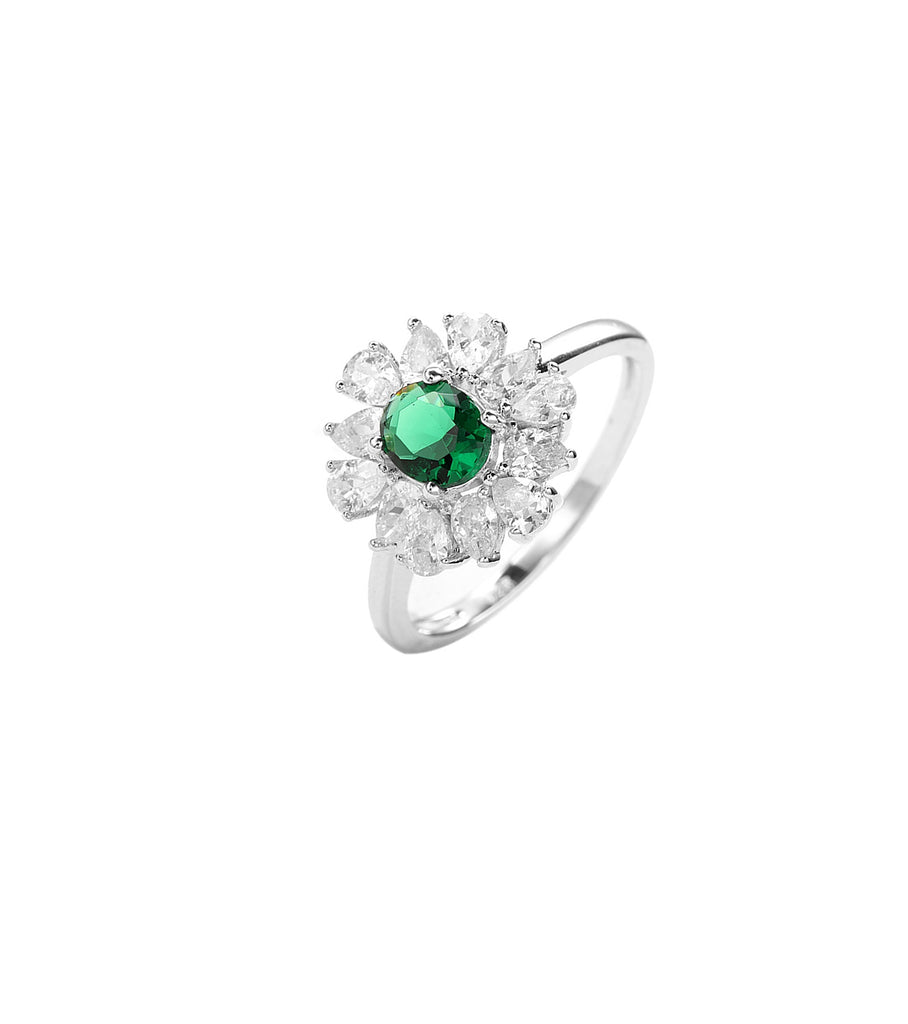 Green and clear CZ Rings