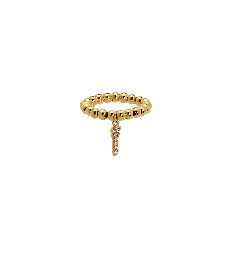 Stretch Beads Brass Arabic Letter Alif Ring