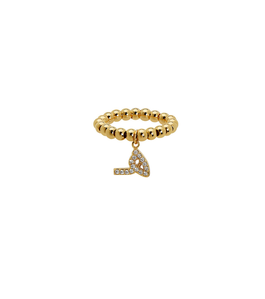 Stretch Beads Brass Arabic Letter Ha Ring