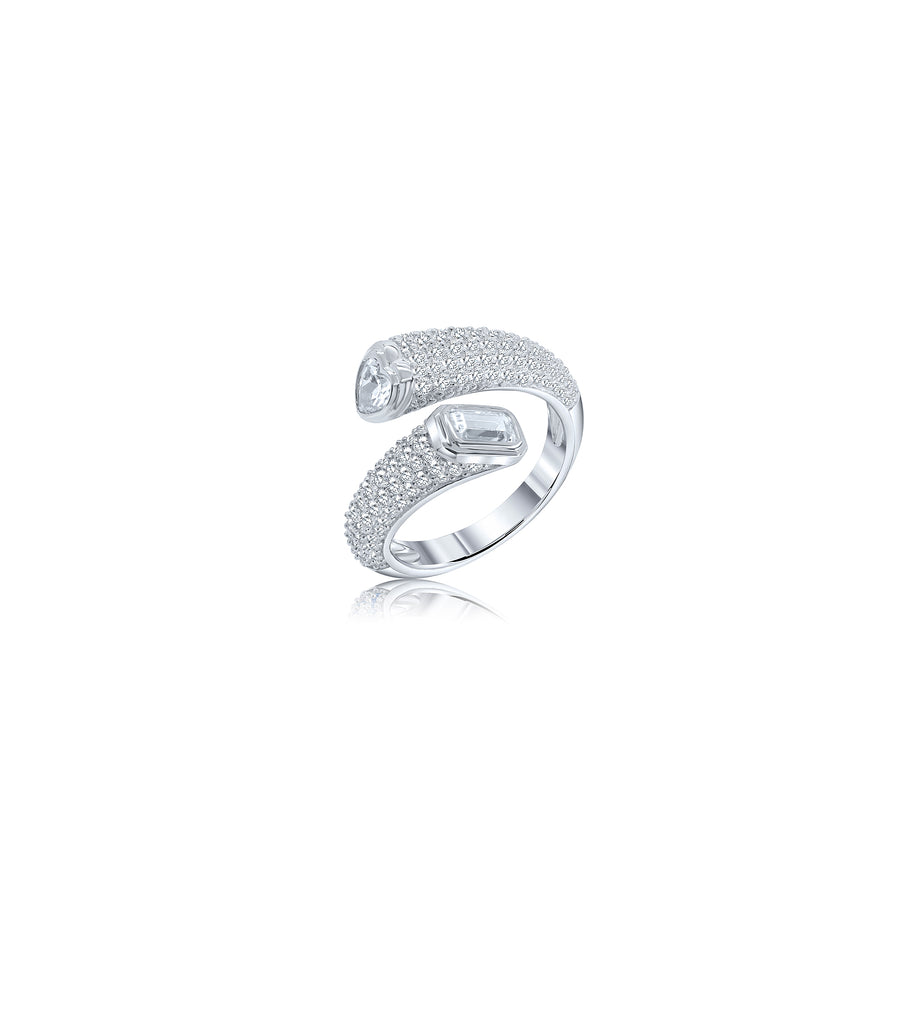 Heart & Emerald Shape CZ Ring