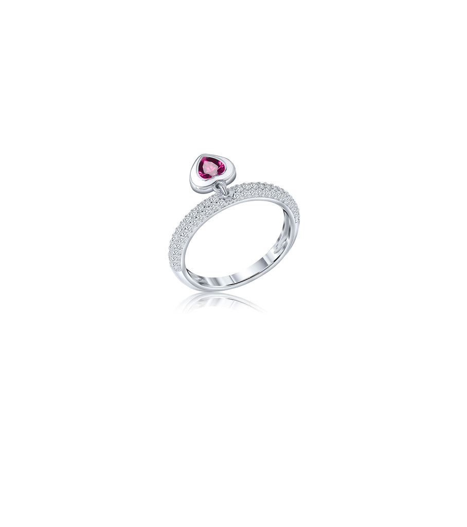 Red Heart Charm Ring