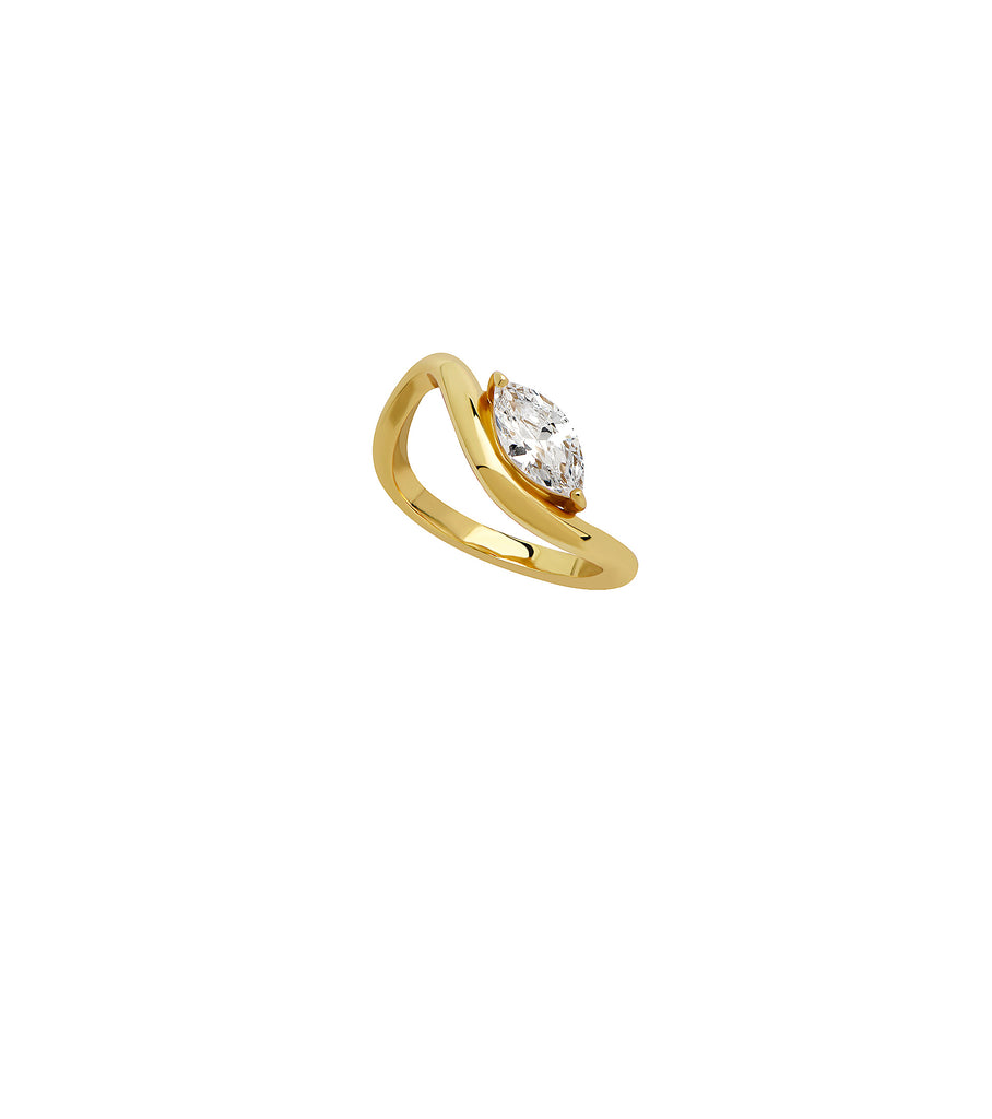 Marquise CZ Brass Curve Ring