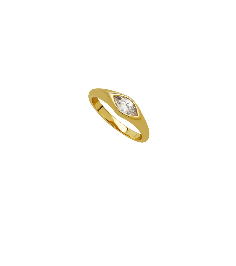 Brass Bezel Marquise Signet Ring