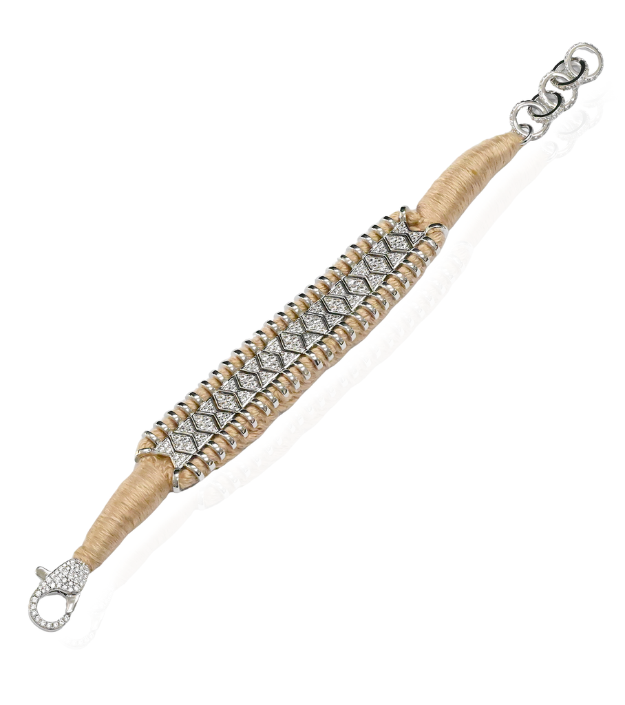 Brown Thread Round CZ Bracelet