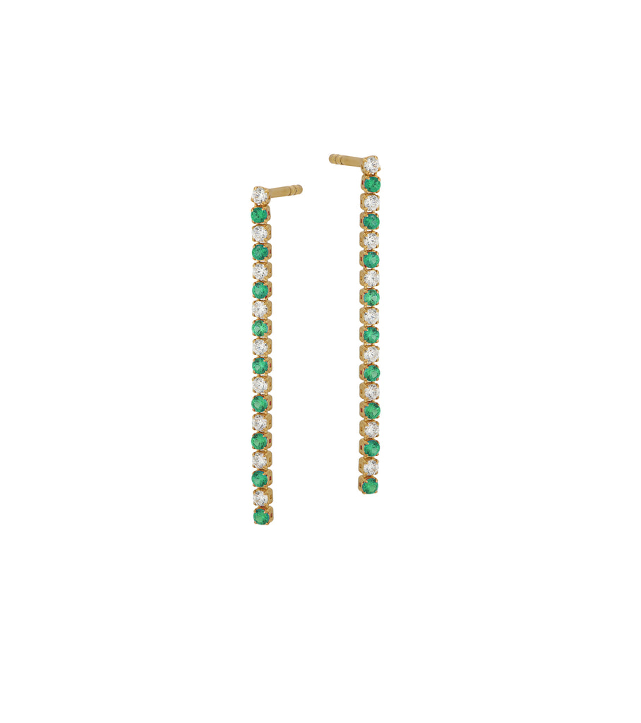 Green Alternating Micro Tennis Earrings