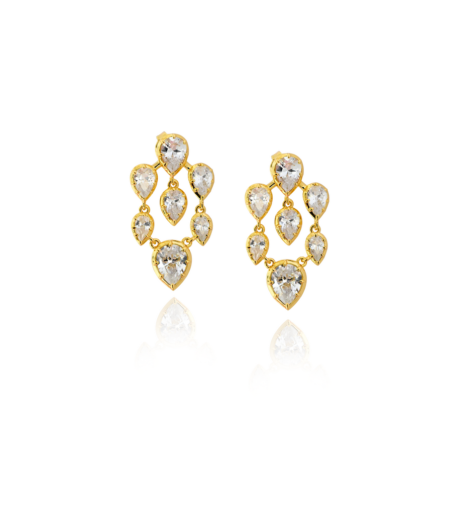 Brass Teardrop Cascade Earrings