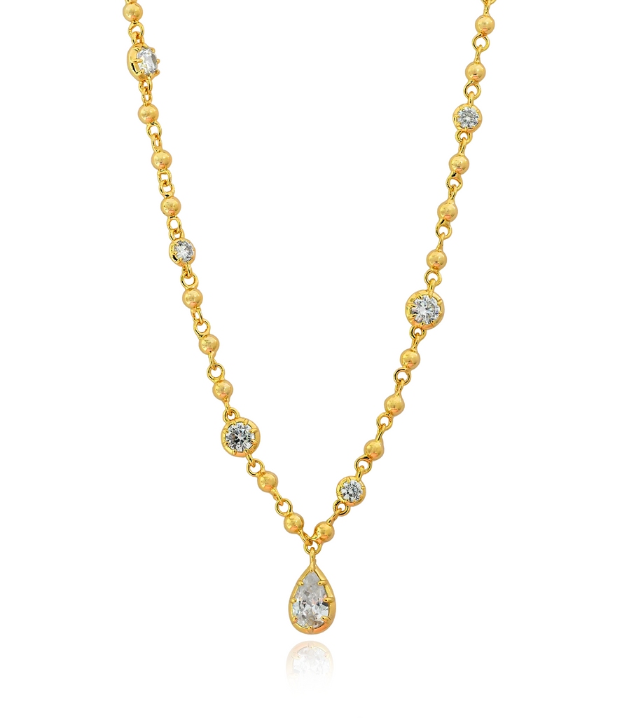 Beaded Chain with Drop Stone Necklace