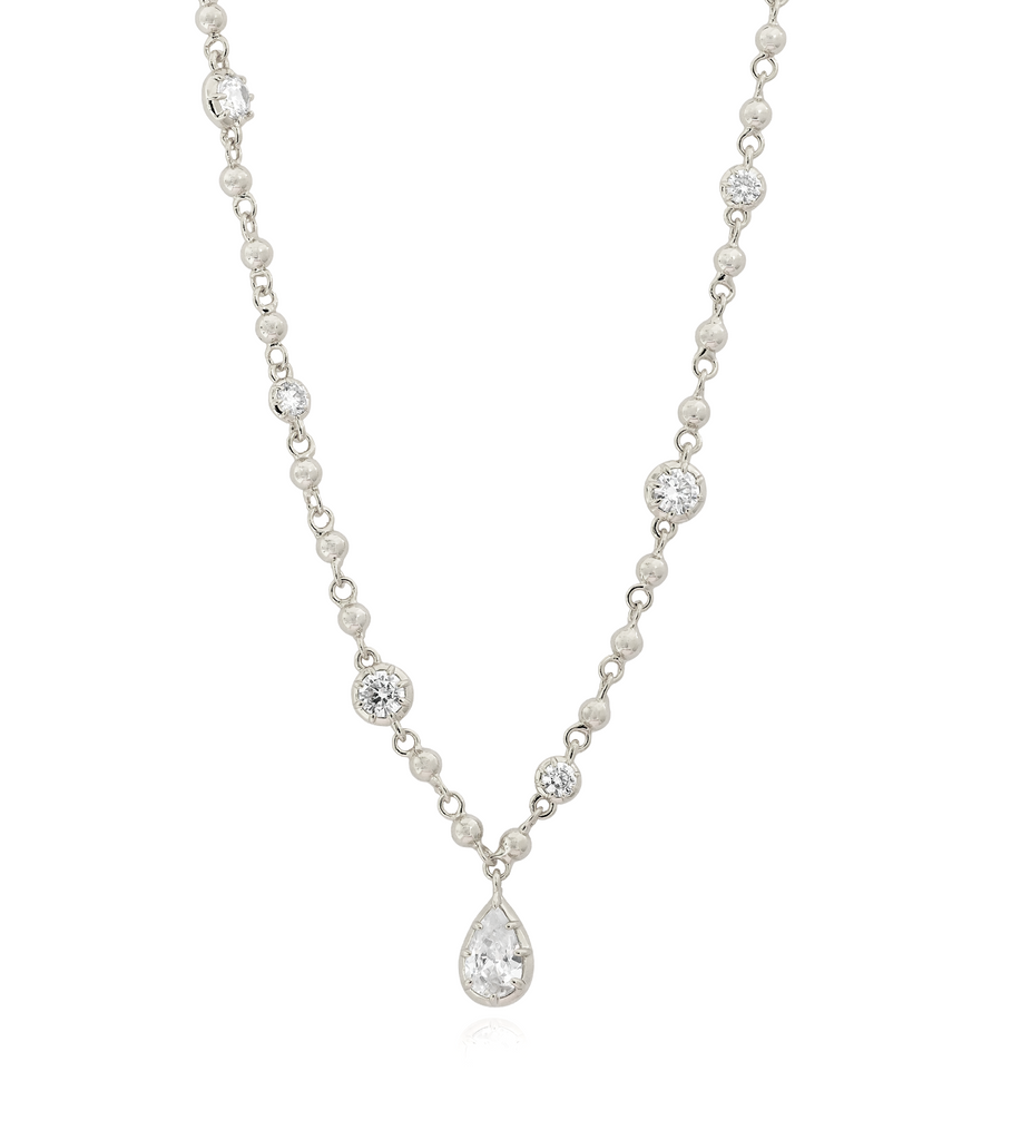 Beaded Chain with Drop Stone Necklace