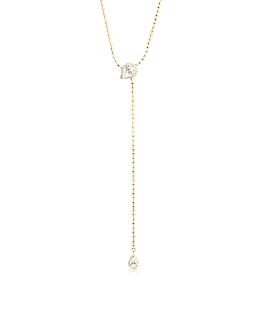 Pear Shaped Lariat Beaded Necklace