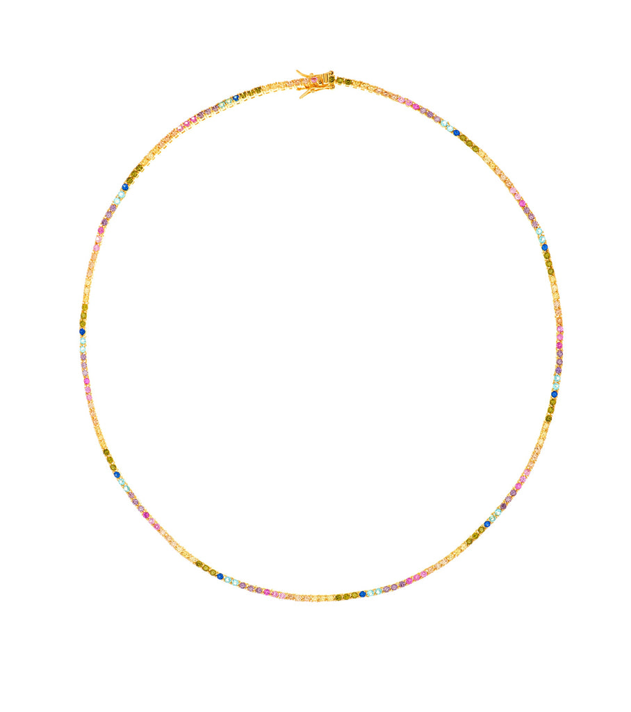 2MM Mix Colored CZ Tennis Necklace 45CM Long