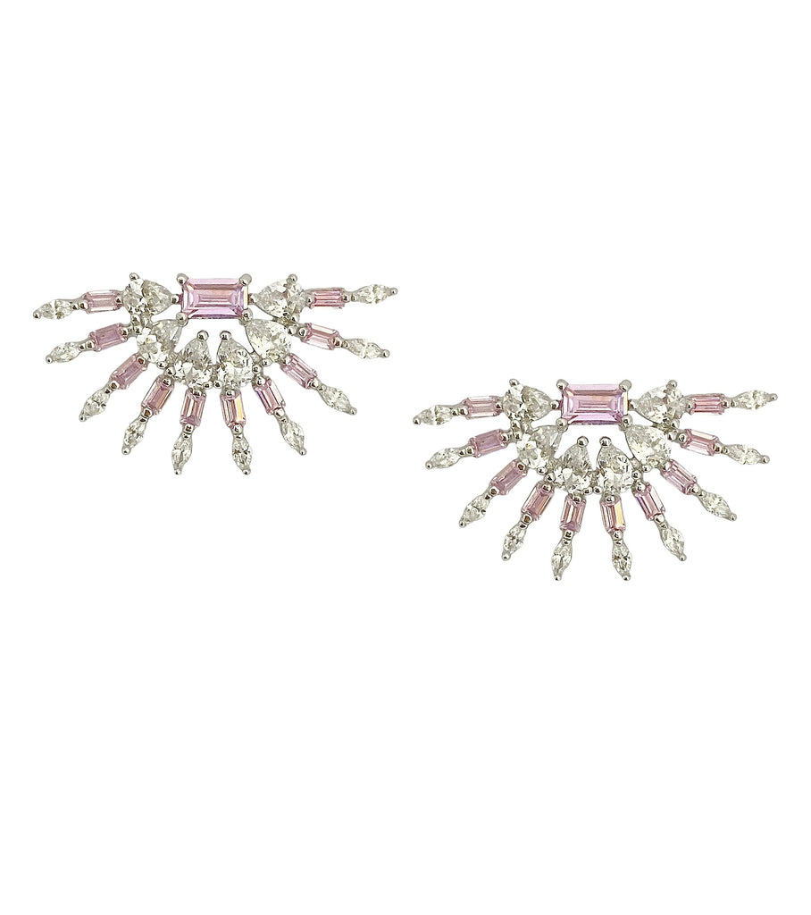 Pink Baguette with Drop CZ Earrings