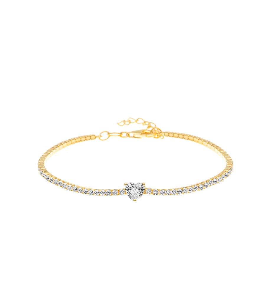 Tennis Heart CZ Bracelet