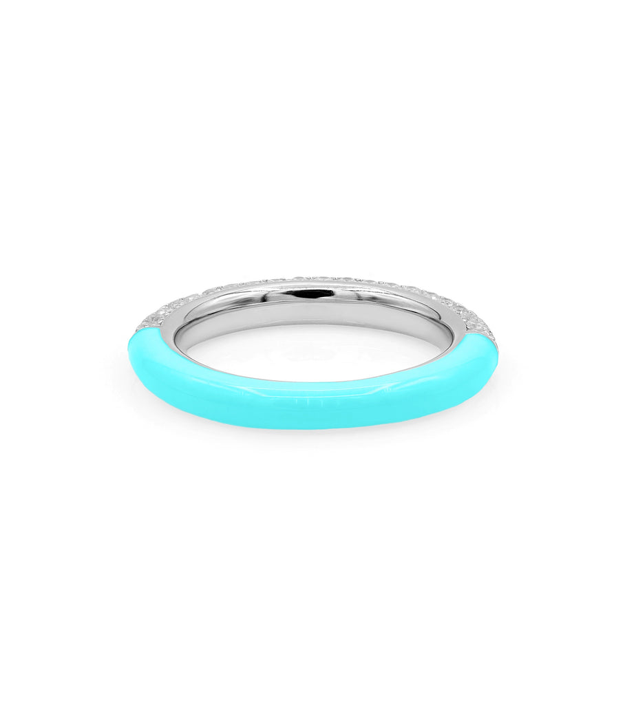 Turquoise Blue Enamel with CZ Ring