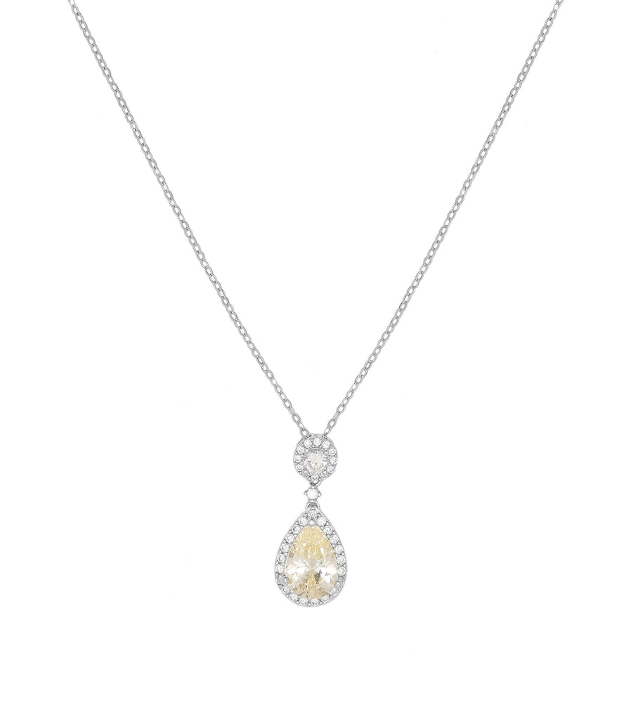 Framed Drop Yellow CZ Necklace