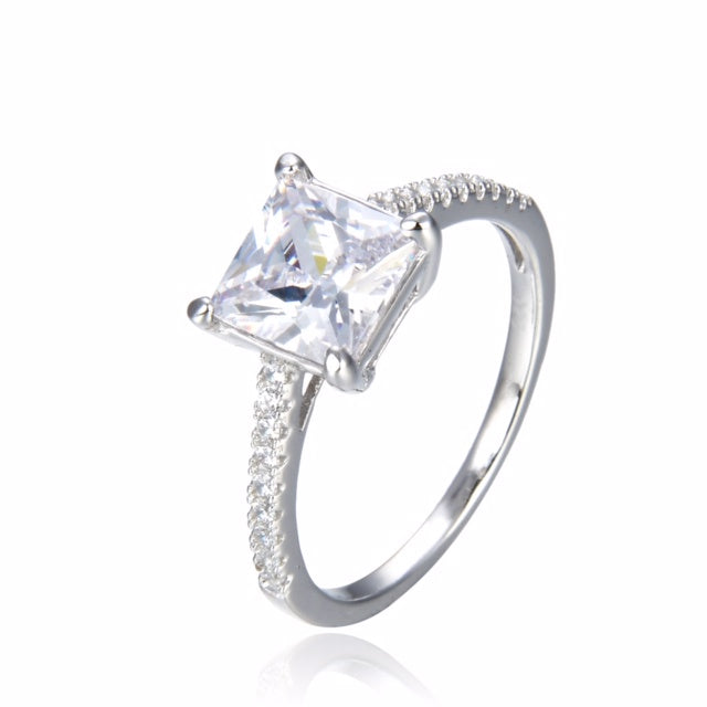 Square Cut Solitaire Ring خاتم سوليتير بفصّ زركون مربّع