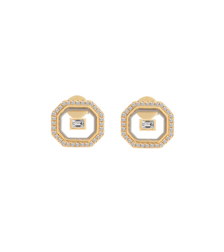 Plexiglass Octagon Cut CZ Earring