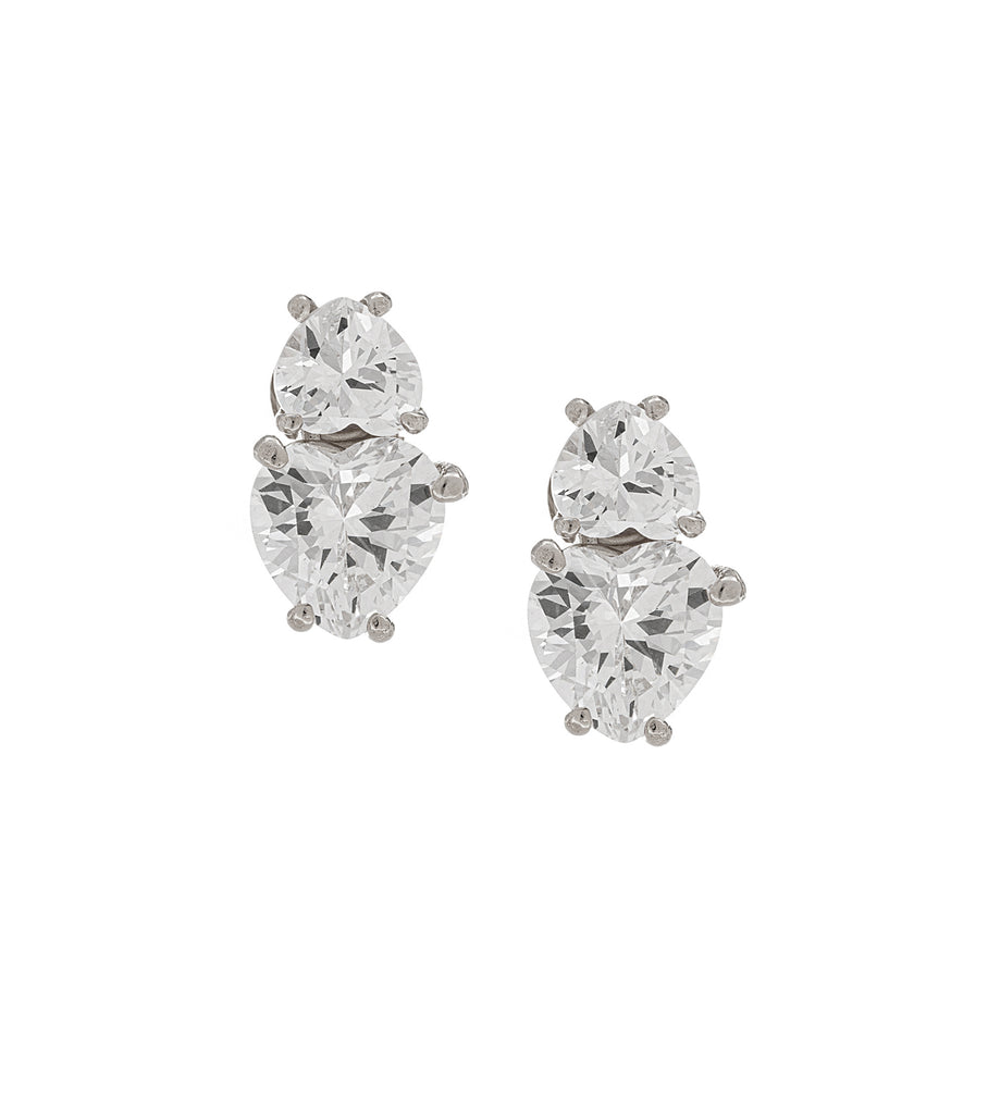 Double Heart Solitaire Studs