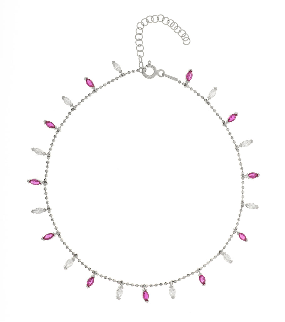 Marquise Colored Charms Anklet