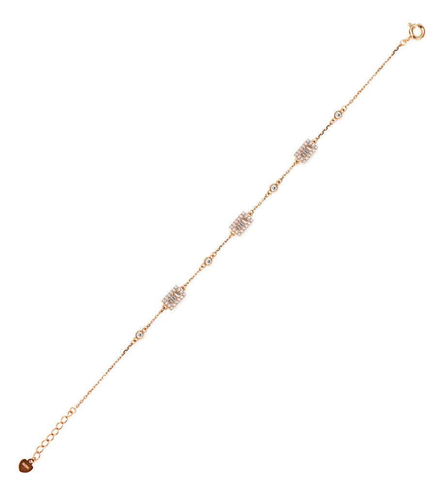 Anklet with baguette shape