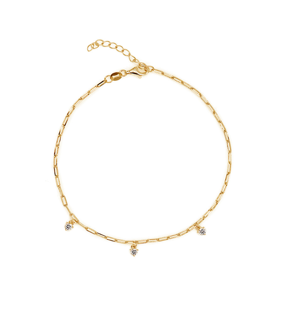 Delicate Chain Anklet with CZ Charms