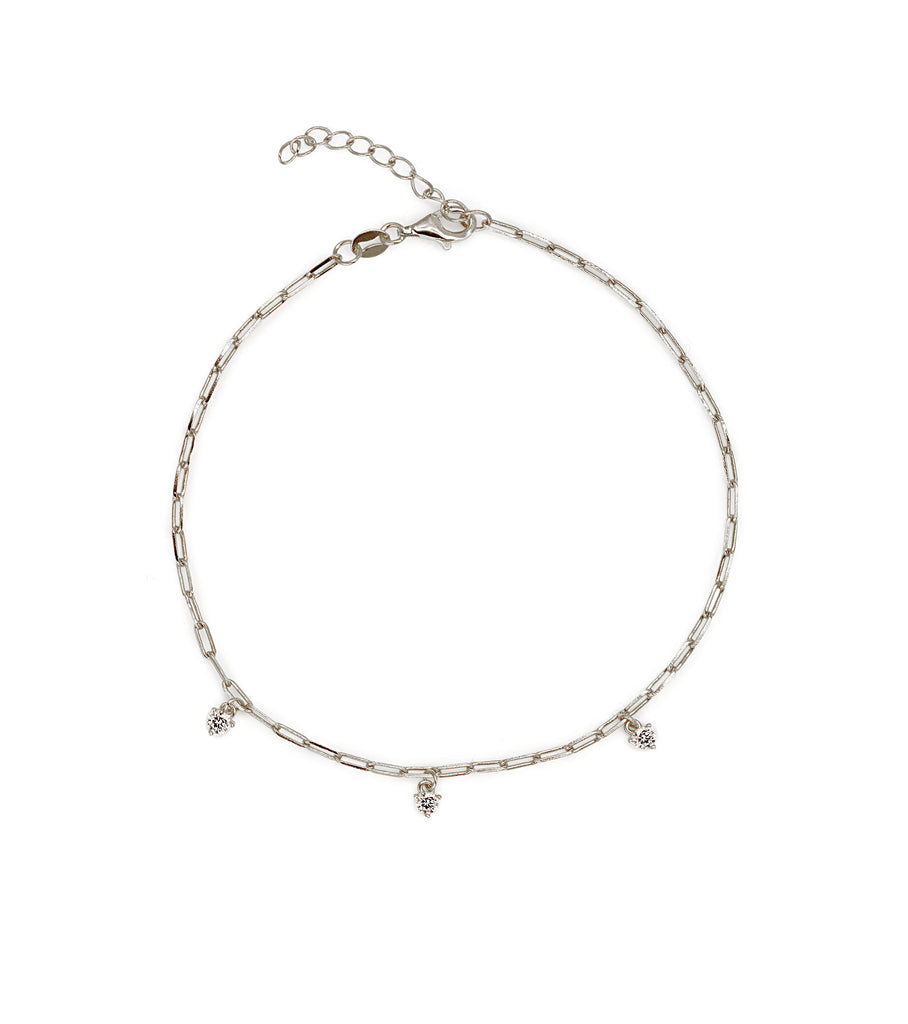 Delicate Chain Anklet with CZ Charms خلخال سلسلة بفصوص زركون متدليّة