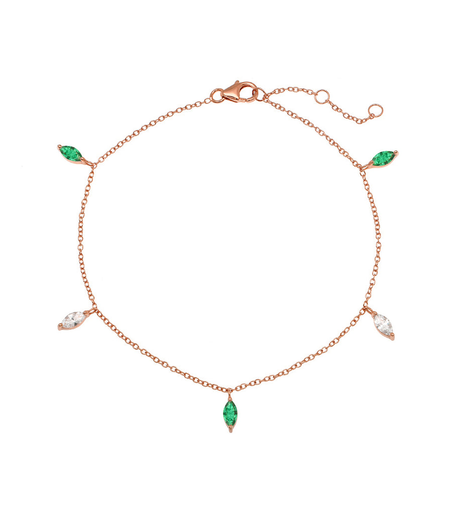 Green and Clear CZ Marquise Anklet