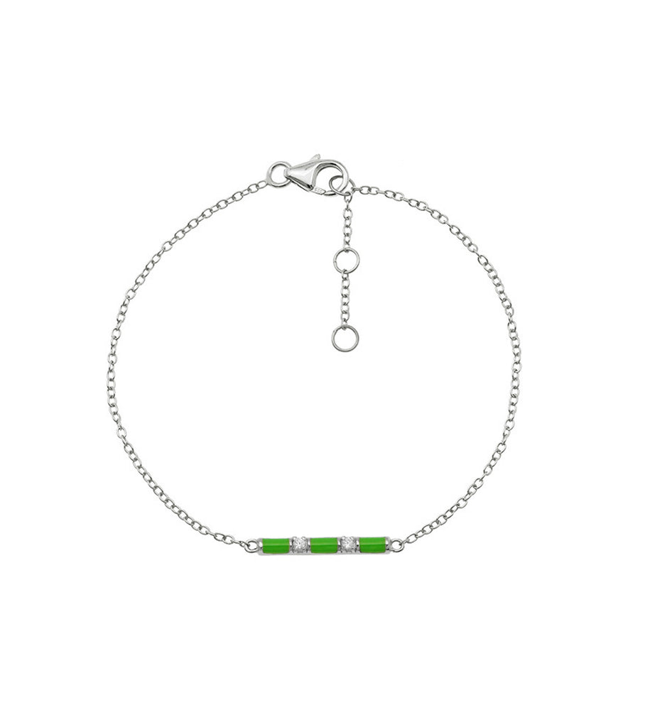 Classic Green Enamel CZ Segment Bar Bracelet
