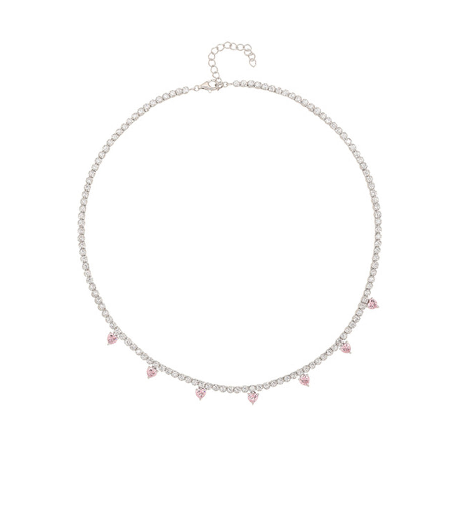 Pink Hanging Heart CZ Necklace N2799