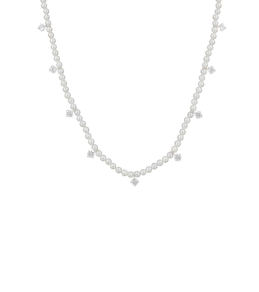 Shell Pearl with Round CZ Charms Choker