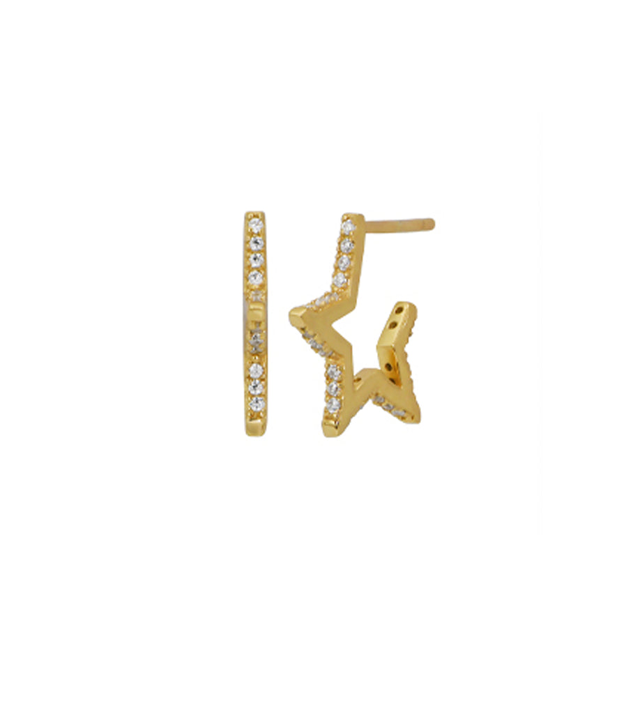 Small Pave Star CZ Hoop Earring