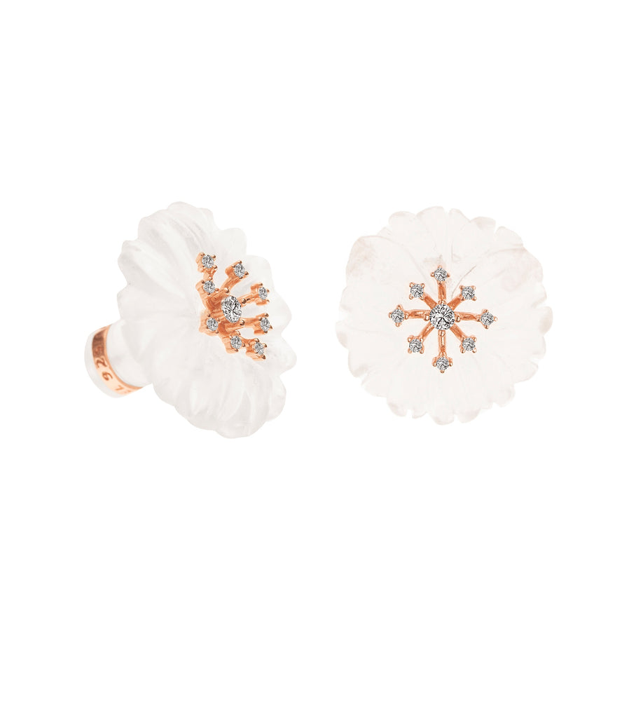 Big Flower White Stud Earrings