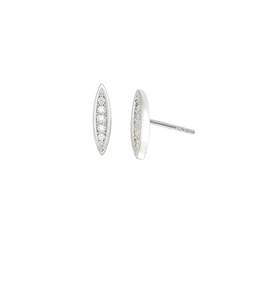 Pave Willow Leaf CZ Stud Earring