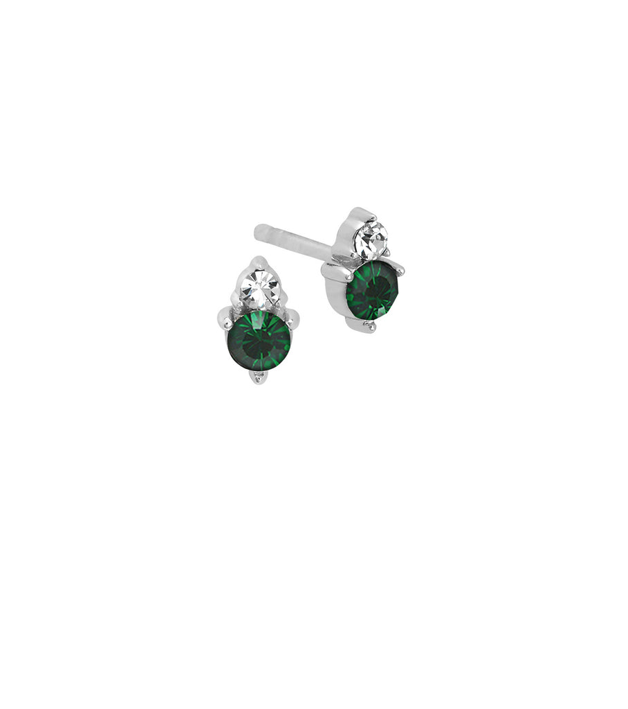 Mini Green Duo Birthstone Stud Earring