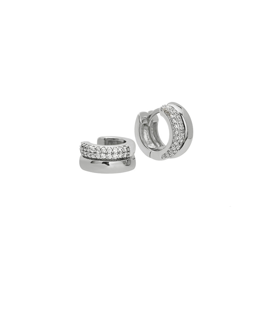 Mini Pave and Plain Double Band Huggie