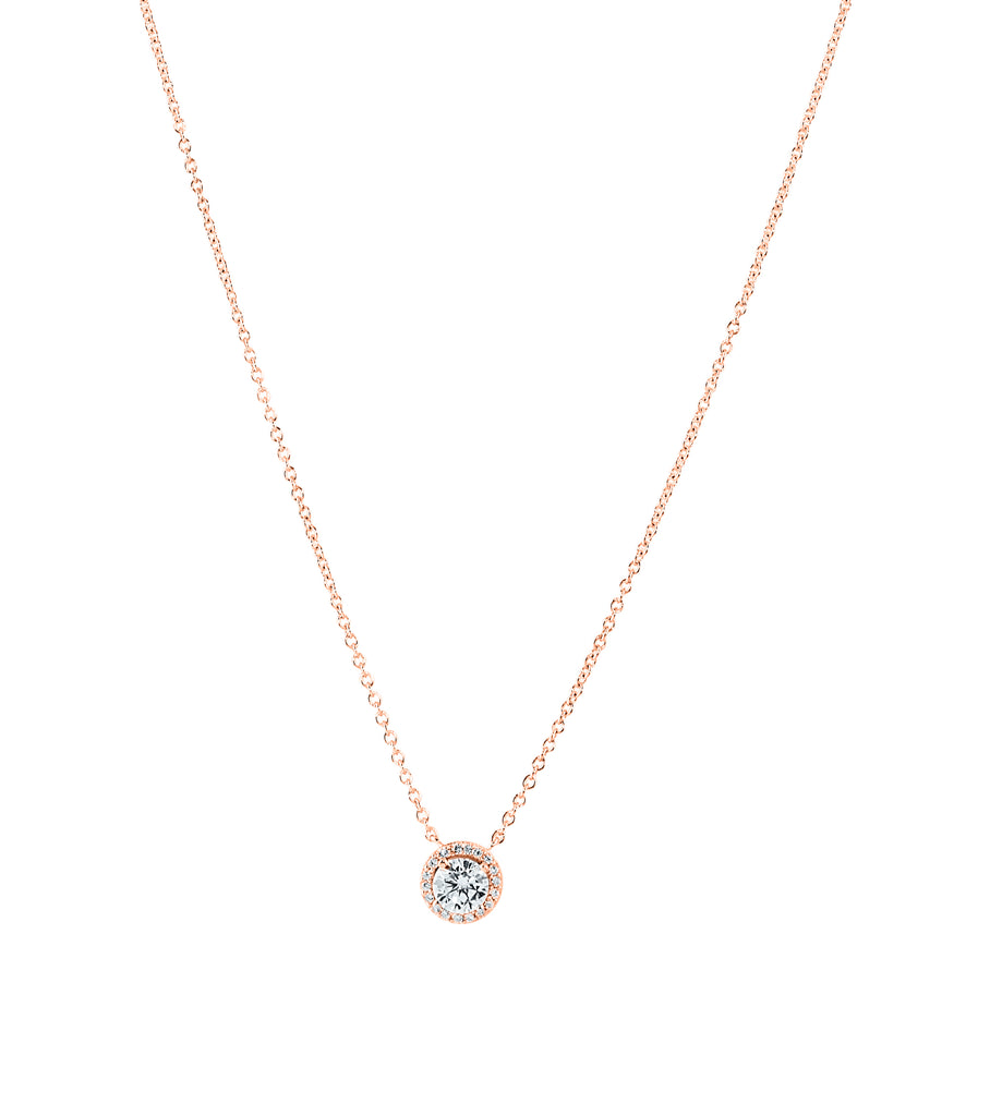 Round Halo Solitaire Necklace
