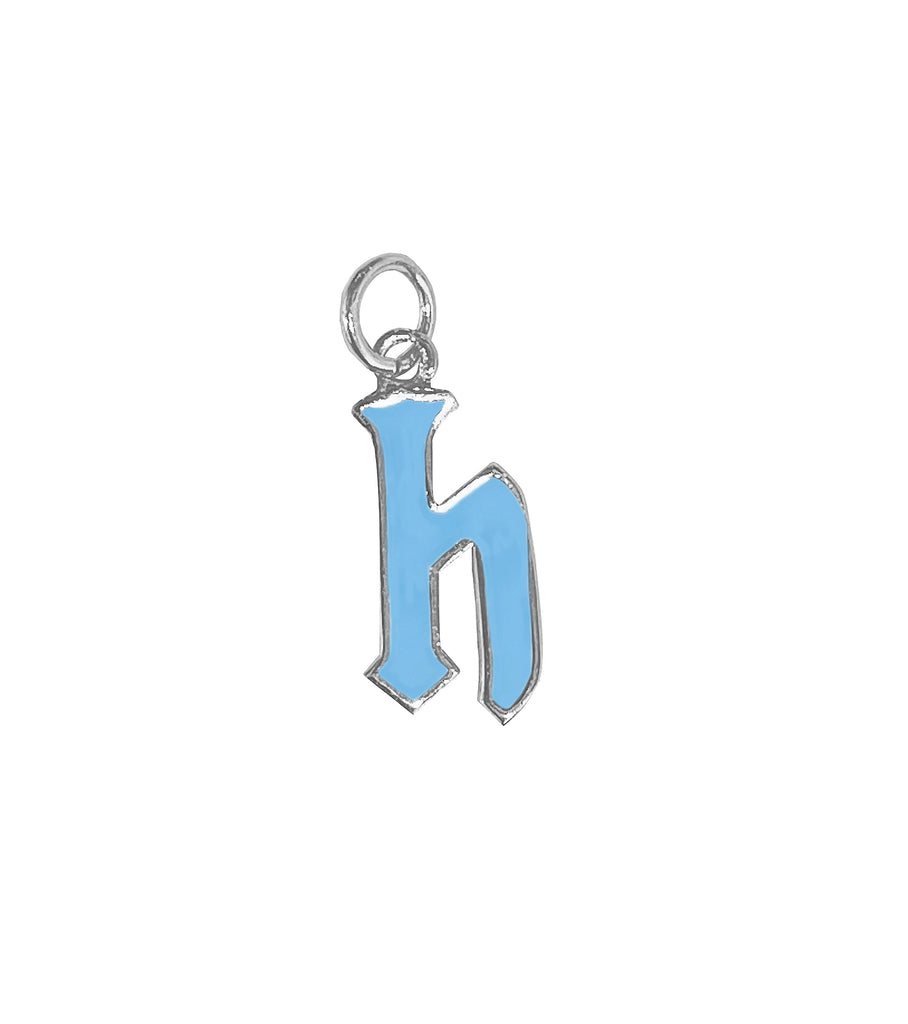 Letter H Blue Charms دلّاية حرف أجنبي من معدن المينا أزرق فاتح H