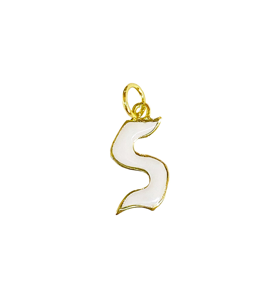 Letter S White Charms دلّاية حرف أجنبي من معدن المينا أبيض